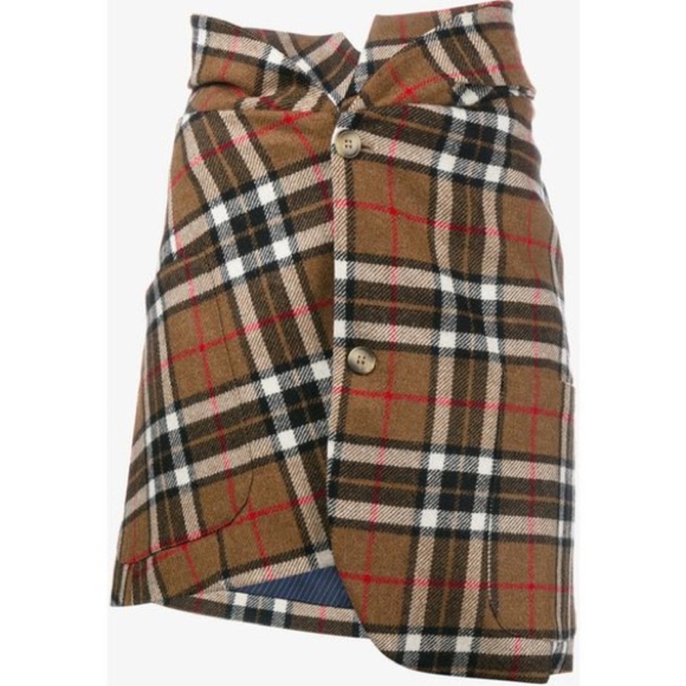 Jacquemus Runway Plaid Mini Skirt in Brown and Black